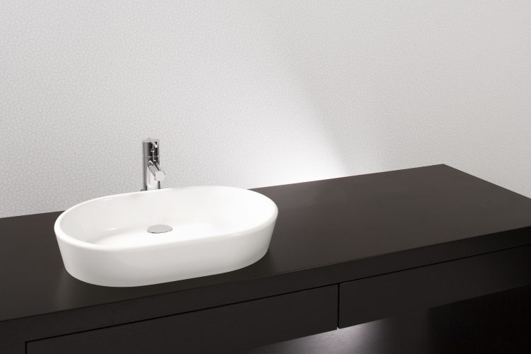 vov821a Vessel Sink, white finish, medium oval, eco friendly.