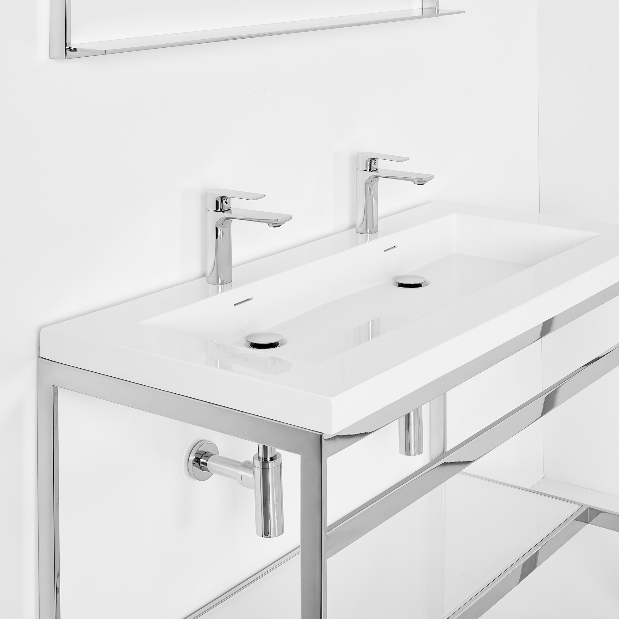 Double sink console final design steel frame